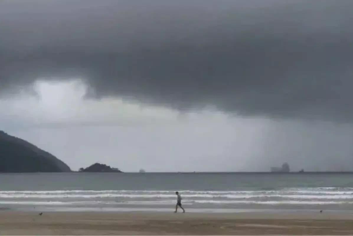 Onda de frio chega ao litoral de São Paulo com tempestades, raios, granizo e ventos fortes nos próximos dias