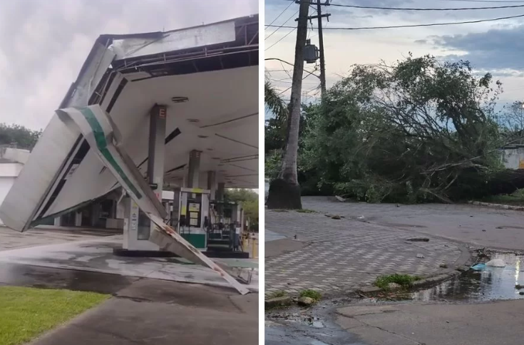 Ventos ultrapassam 110 km/h e provocam estragos na Baixada Santista
