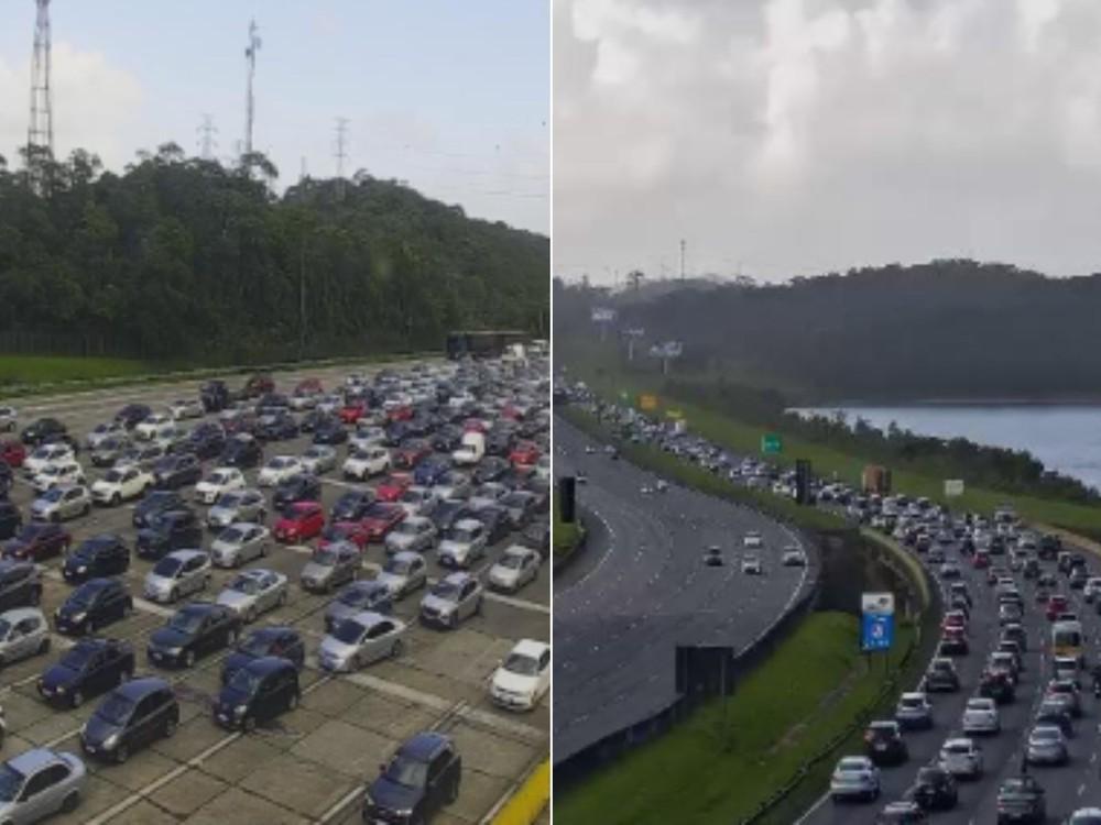 Congestionamento de 50 km trava estradas para o litoral de SP neste feriado