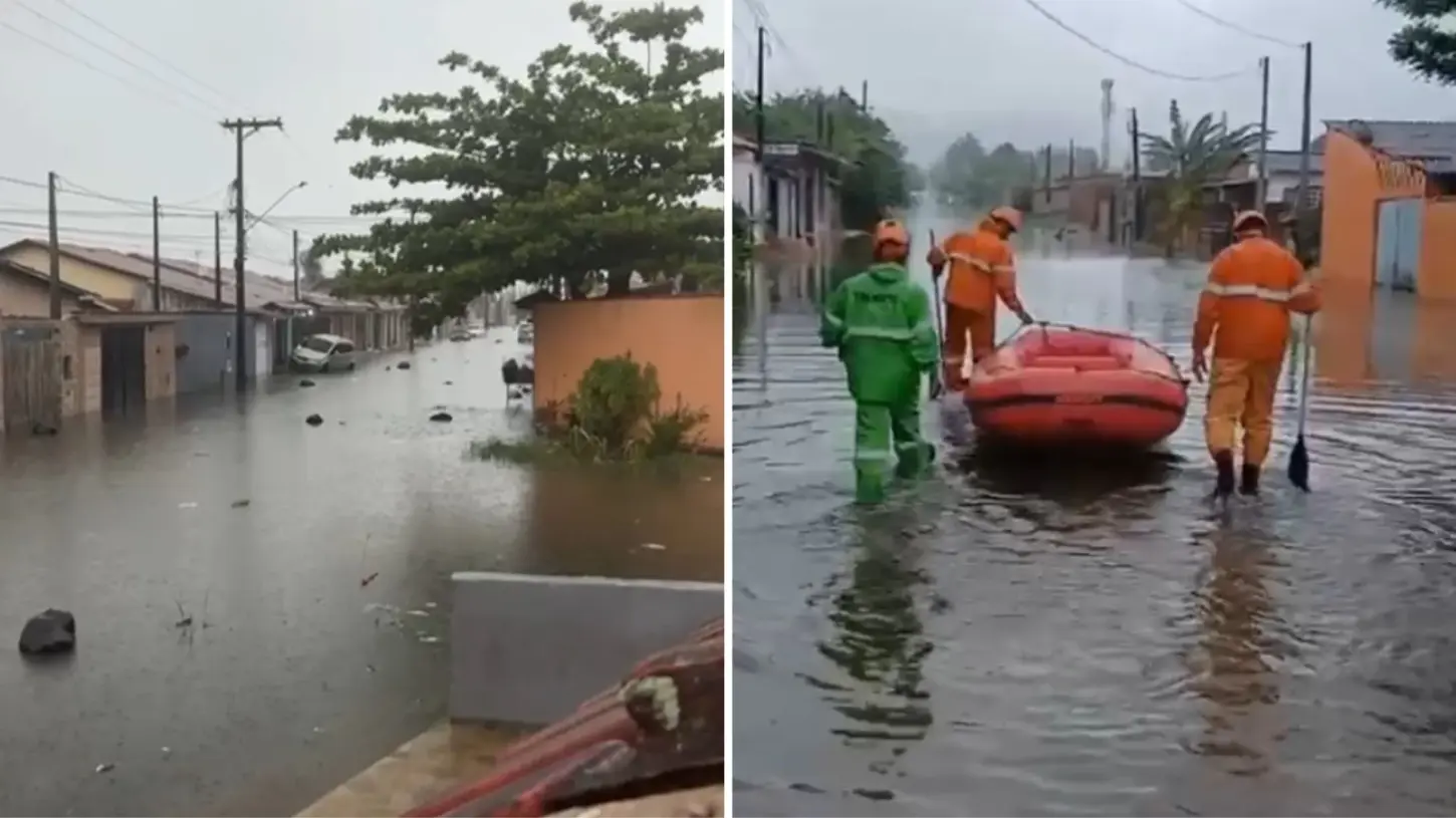 Forte chuva interdita rodovia por risco de deslizamento e deixa famílias ilhadas na Baixada; VÍDEO