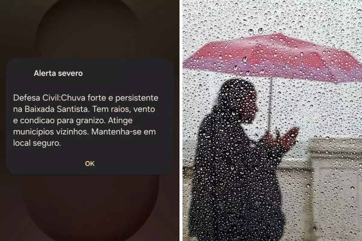 Alerta de temporal é enviado pela Defesa Civil para celulares do litoral de São Paulo